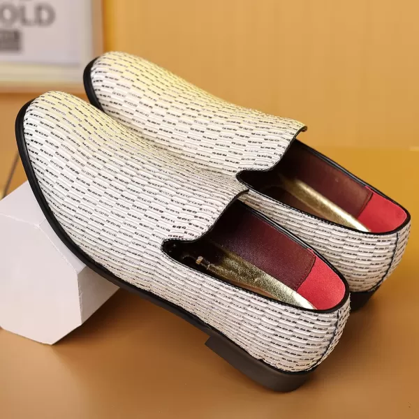 COSIDRAM Mens Dress Loafers Classic Tuxedo Suit Moccasins Comfort Slip On Casual ShoesAWhite