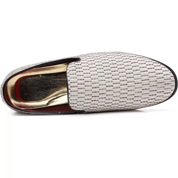 COSIDRAM Mens Dress Loafers Classic Tuxedo Suit Moccasins Comfort Slip On Casual ShoesAWhite