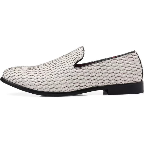 COSIDRAM Mens Dress Loafers Classic Tuxedo Suit Moccasins Comfort Slip On Casual ShoesAWhite