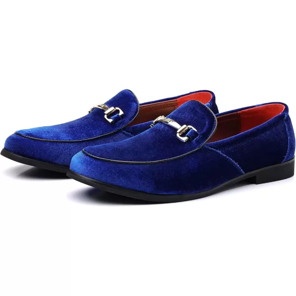 COSIDRAM Mens Dress Shoes Loafers Business Classic Suede Luxury Copper Chain Party Wedding Moccasins for MaleABlue