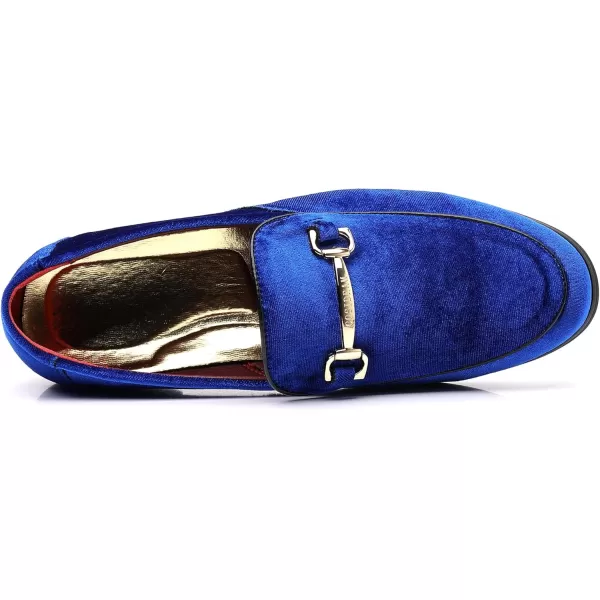 COSIDRAM Mens Dress Shoes Loafers Business Classic Suede Luxury Copper Chain Party Wedding Moccasins for MaleABlue