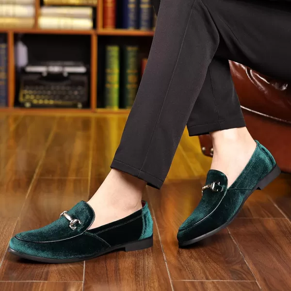 COSIDRAM Mens Dress Shoes Loafers Business Classic Suede Luxury Copper Chain Party Wedding Moccasins for MaleAGreen