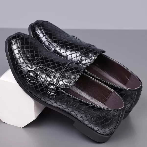 COSIDRAM Mens Dress Shoes Oxfords Double Monk Strap Fashion Luxury Slip on Formal Business ShoesABlack