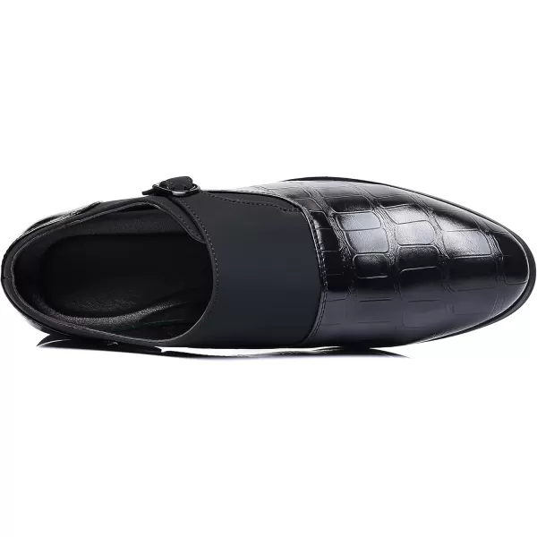 COSIDRAM Mens Dress Shoes Oxfords Slip on Classic Modern Formal Leather Shoes Casual LoafersABlack