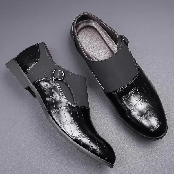 COSIDRAM Mens Dress Shoes Oxfords Slip on Classic Modern Formal Leather Shoes Casual LoafersABlack