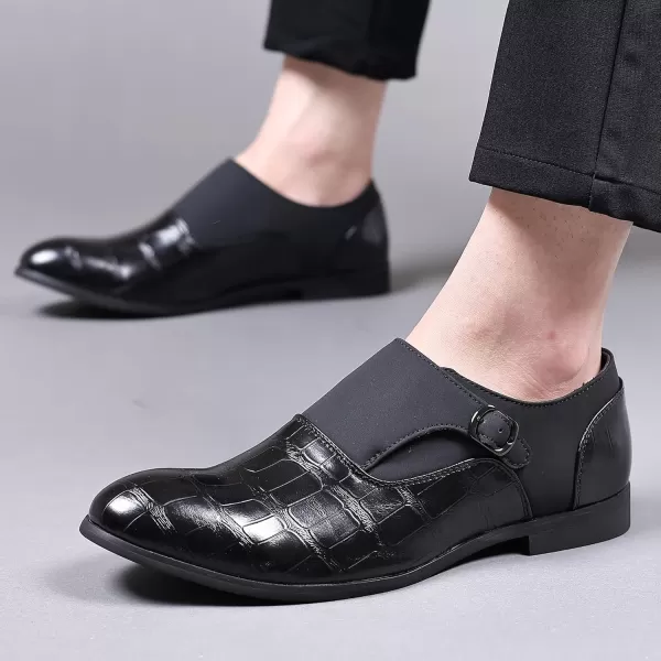 COSIDRAM Mens Dress Shoes Oxfords Slip on Classic Modern Formal Leather Shoes Casual LoafersABlack