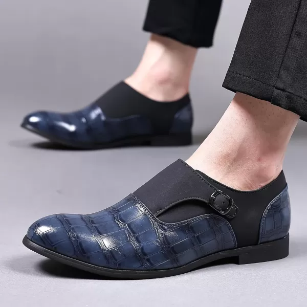 COSIDRAM Mens Dress Shoes Oxfords Slip on Classic Modern Formal Leather Shoes Casual LoafersABlue