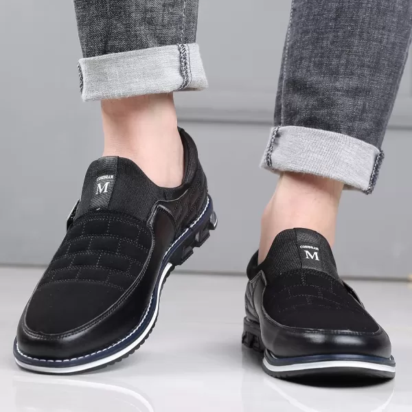 COSIDRAM Mens Shoes Slip on Loafers Casual Soft Microfiber Leather Shoes Driving Walking for Male Fashion Sneakers Black 13