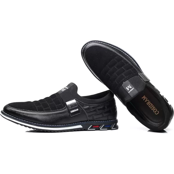 COSIDRAM Mens Shoes Slip on Loafers Casual Soft Microfiber Leather Shoes Driving Walking for Male Fashion Sneakers Black 13