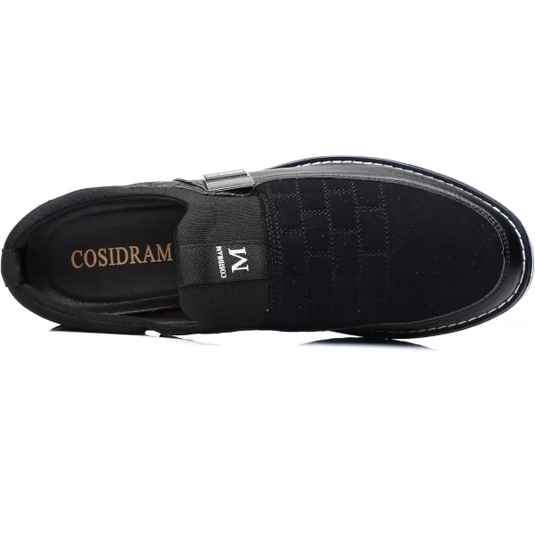 COSIDRAM Mens Shoes Slip on Loafers Casual Soft Microfiber Leather Shoes Driving Walking for Male Fashion Sneakers Black 13