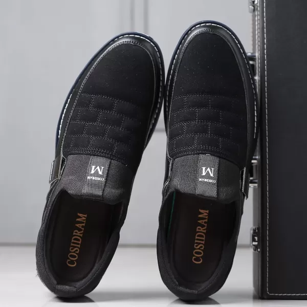 COSIDRAM Mens Shoes Slip on Loafers Casual Soft Microfiber Leather Shoes Driving Walking for Male Fashion Sneakers Black 13