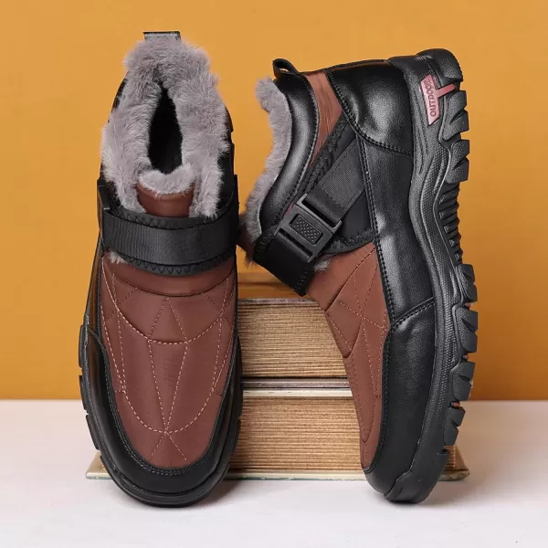 COSIDRAM Mens Snow Boots Outdoor Winter Warm Hiking Ankle Boots Anti Slip Insulated Work ShoesBBrown