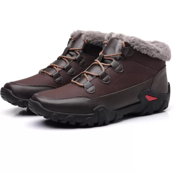 COSIDRAM Mens Snow Boots Outdoor Winter Warm Hiking Ankle Boots Anti Slip Insulated Work ShoesCBrown