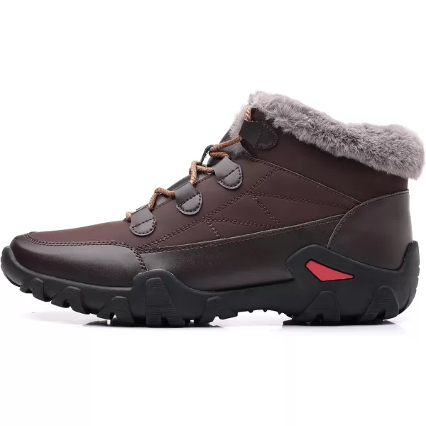 COSIDRAM Mens Snow Boots Outdoor Winter Warm Hiking Ankle Boots Anti Slip Insulated Work ShoesCBrown