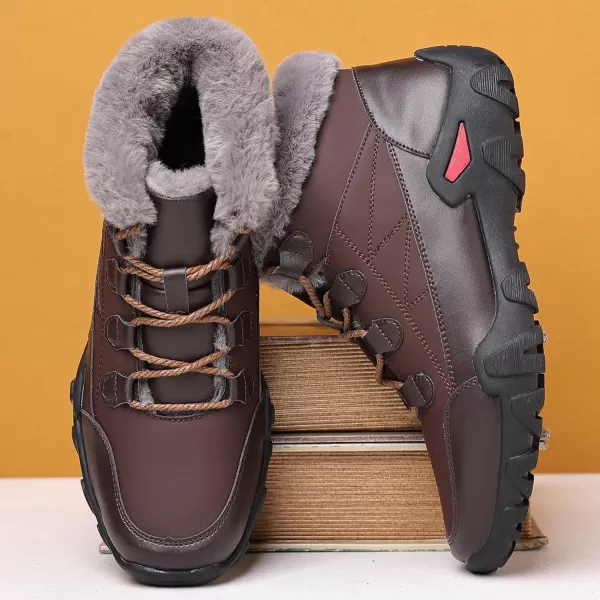 COSIDRAM Mens Snow Boots Outdoor Winter Warm Hiking Ankle Boots Anti Slip Insulated Work ShoesCBrown