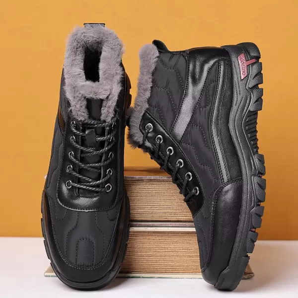 COSIDRAM Mens Snow Boots Outdoor Winter Warm Hiking Ankle Boots Anti Slip Insulated Work ShoesDBlack