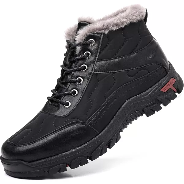 COSIDRAM Mens Snow Boots Outdoor Winter Warm Hiking Ankle Boots Anti Slip Insulated Work ShoesDBlack