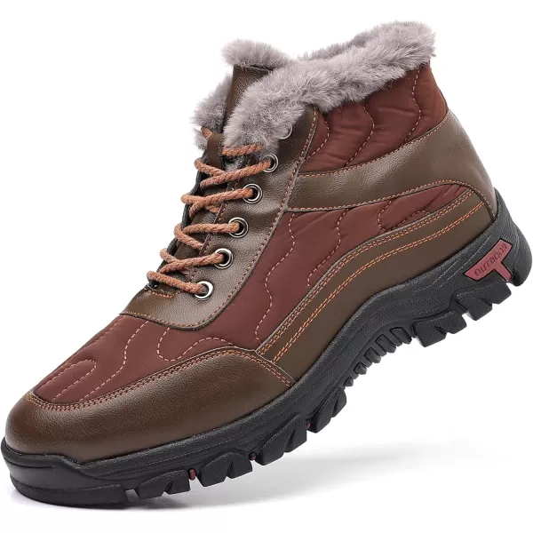 COSIDRAM Mens Snow Boots Outdoor Winter Warm Hiking Ankle Boots Anti Slip Insulated Work ShoesDBrown