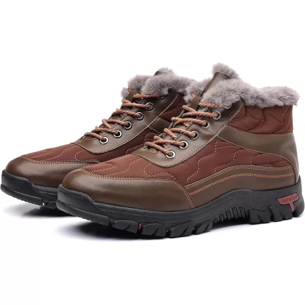 COSIDRAM Mens Snow Boots Outdoor Winter Warm Hiking Ankle Boots Anti Slip Insulated Work ShoesDBrown