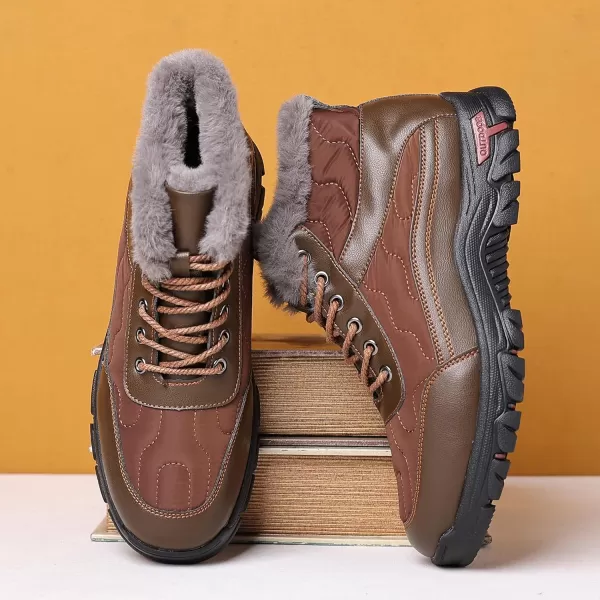 COSIDRAM Mens Snow Boots Outdoor Winter Warm Hiking Ankle Boots Anti Slip Insulated Work ShoesDBrown