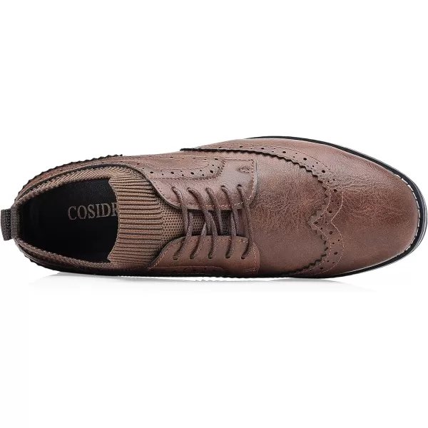 COSIDRAM Mens Stylish Oxfords Casual Dress Shoes Business Office Classic Modern for Gentleman Leather ShoesABrown