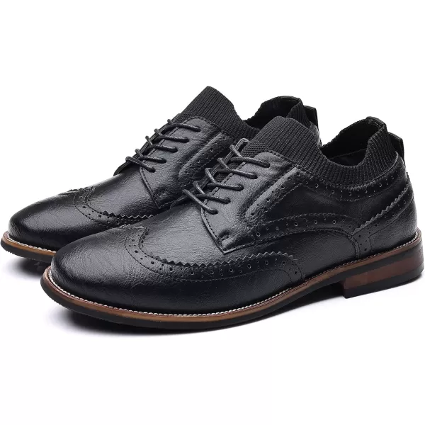 COSIDRAM Mens Stylish Oxfords Casual Dress Shoes Business Office Classic Modern for Gentleman Leather ShoesBBlack