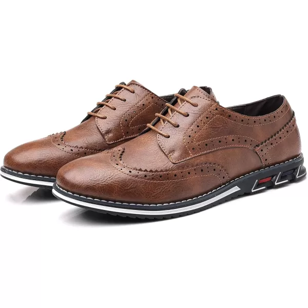 COSIDRAM Mens Stylish Oxfords Casual Dress Shoes Business Office Classic Modern for Gentleman Leather ShoesCBrown