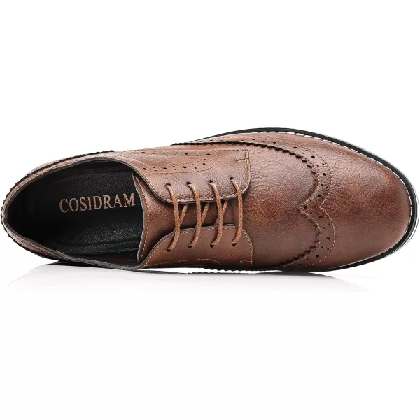 COSIDRAM Mens Stylish Oxfords Casual Dress Shoes Business Office Classic Modern for Gentleman Leather ShoesCBrown