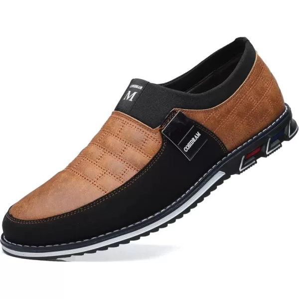 COSIDRAM Mens Casual Shoes Sneakers Loafers Comfort Walking Shoes for Male Business Work Office DressSlip onLightbrown