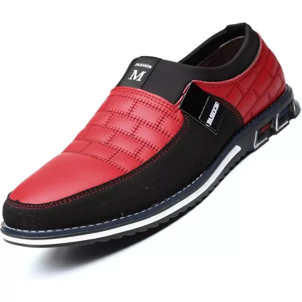 COSIDRAM Mens Casual Shoes Sneakers Loafers Comfort Walking Shoes for Male Business Work Office DressSlip onRed