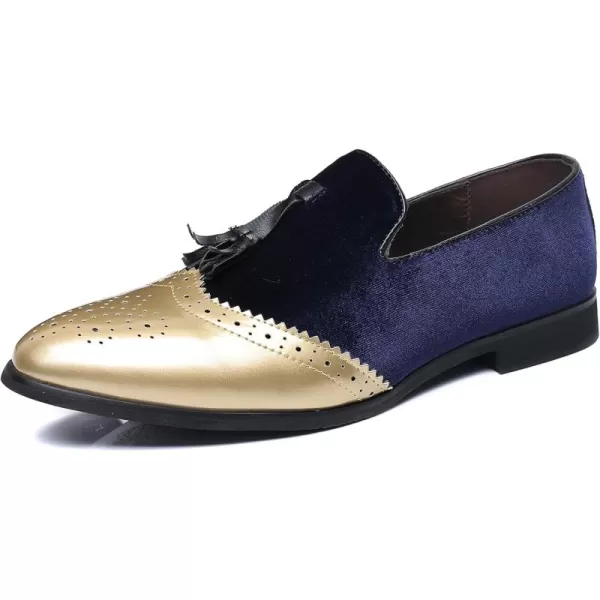 COSIDRAM Mens Casual Shoes Tassel Loafers Wingtip Brogues Comfort Slip on Walking Velvet ShoesABlue