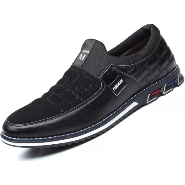 COSIDRAM Mens Shoes Slip on Loafers Casual Soft Microfiber Leather Shoes Driving Walking for Male Fashion Sneakers Black 13