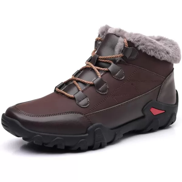 COSIDRAM Mens Snow Boots Outdoor Winter Warm Hiking Ankle Boots Anti Slip Insulated Work ShoesCBrown