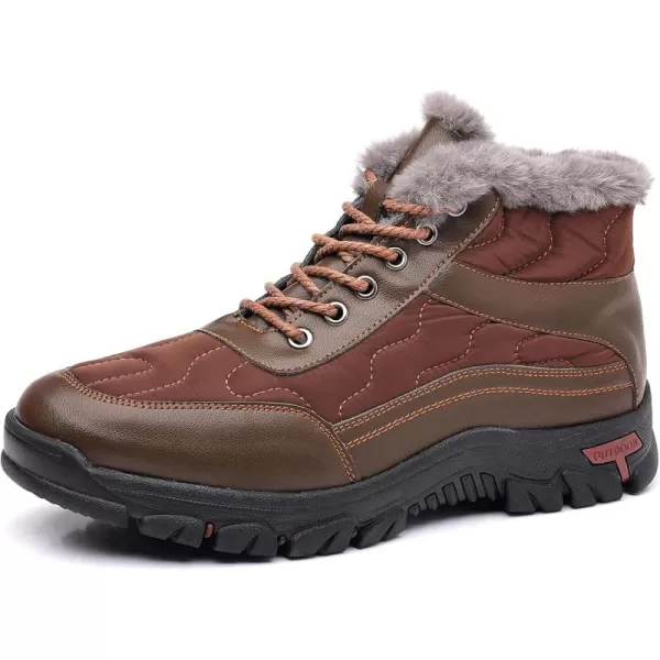 COSIDRAM Mens Snow Boots Outdoor Winter Warm Hiking Ankle Boots Anti Slip Insulated Work ShoesDBrown