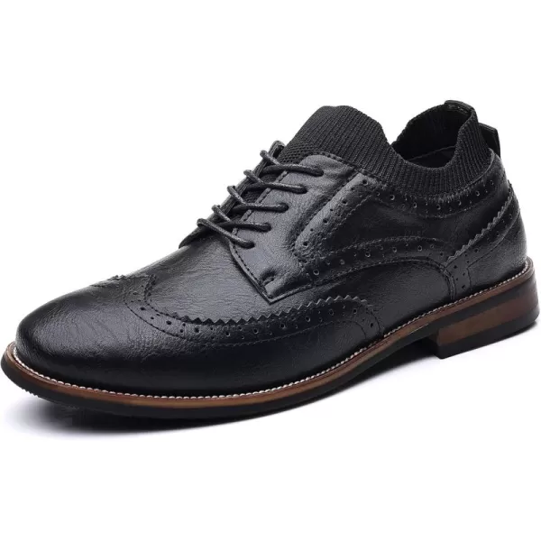 COSIDRAM Mens Stylish Oxfords Casual Dress Shoes Business Office Classic Modern for Gentleman Leather ShoesBBlack