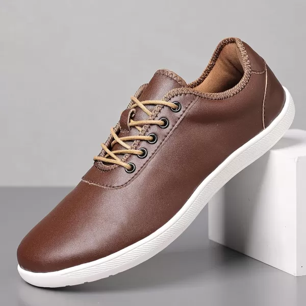 COSIDRAM Mens Casual Loafers Comfort Wide Toe Walking Sneakers Breathable Fashion Lace up Business ShoesADark Brown