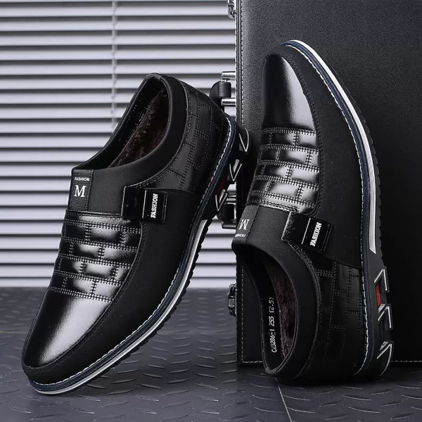 COSIDRAM Mens Casual Shoes Sneakers Loafers Comfort Walking Shoes for Male Business Work Office DressThickBlack