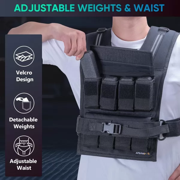 APEXUP Adjustable Weighted Vest Men 20lbs30lbs40lbs Weights with Reflective Stripe Weight Vest Woman Workout Vest for Strength Training Running Walking40lbs