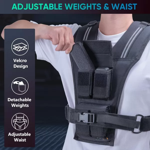 APEXUP Adjustable Weighted Vest Men 20lbs30lbs40lbs Weights with Reflective Stripe Weight Vest Woman Workout Vest for Strength Training Running Walking20lbs