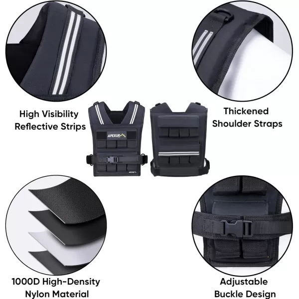 APEXUP Adjustable Weighted Vest Men 20lbs30lbs40lbs Weights with Reflective Stripe Weight Vest Woman Workout Vest for Strength Training Running Walking40lbs