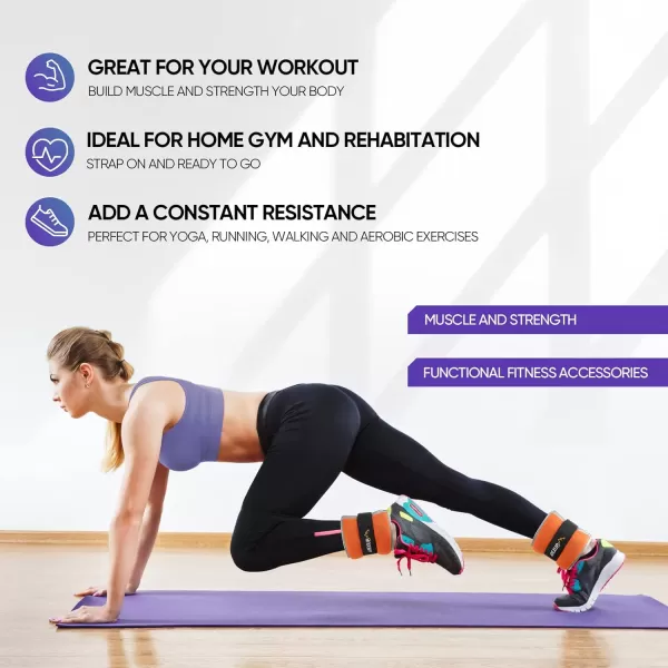 APEXUP Ankle Weights Sets for Men Women Kids Soft Breathable Leg Arm Wrist Weight for Training Yoga Workout WalkingOrange