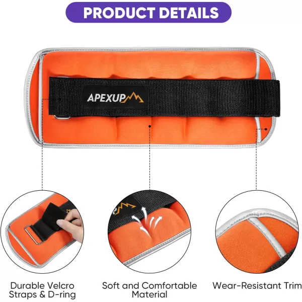APEXUP Ankle Weights Sets for Men Women Kids Soft Breathable Leg Arm Wrist Weight for Training Yoga Workout WalkingOrange