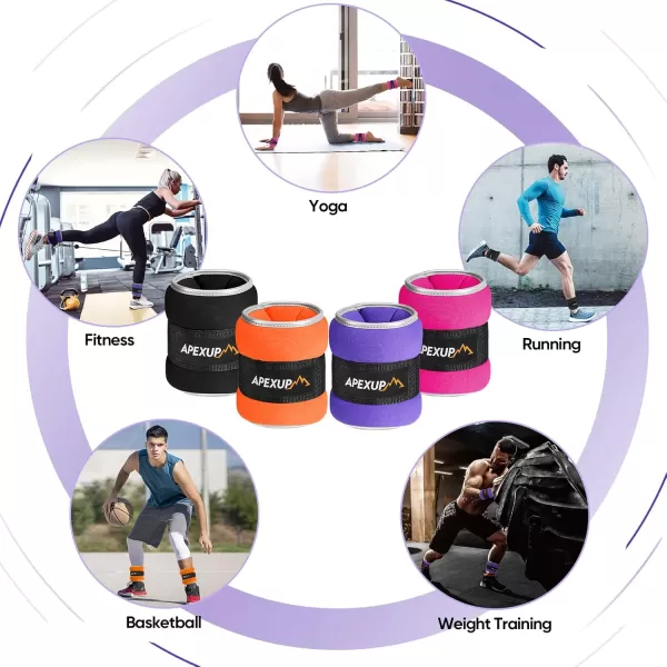 APEXUP Ankle Weights Sets for Men Women Kids Soft Breathable Leg Arm Wrist Weight for Training Yoga Workout WalkingPurple