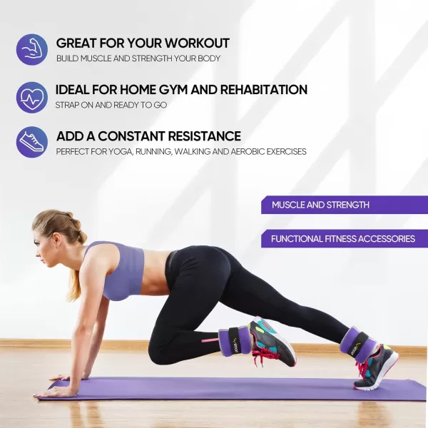 APEXUP Ankle Weights Sets for Men Women Kids Soft Breathable Leg Arm Wrist Weight for Training Yoga Workout WalkingPurple