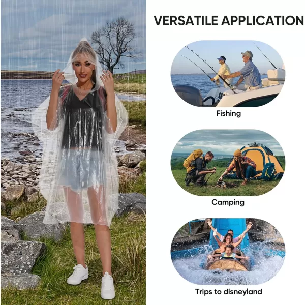 APEXUP Disposable Rain Ponchos for Adults Emergency Rain Poncho for Camping Hiking TravellingClear 5 Pack