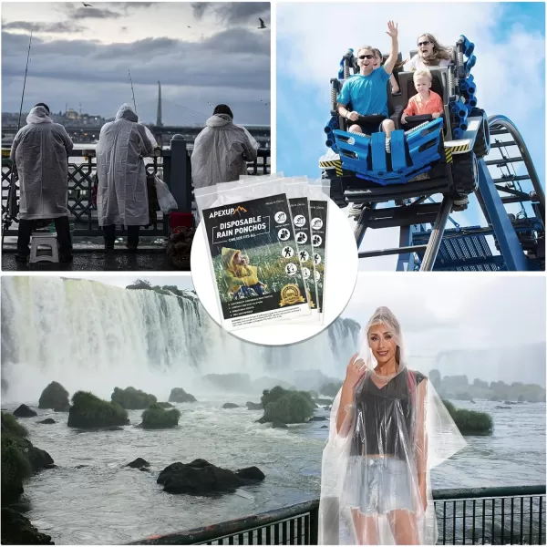 APEXUP Disposable Rain Ponchos for Adults Emergency Rain Poncho for Camping Hiking TravellingYellow 5 Pack