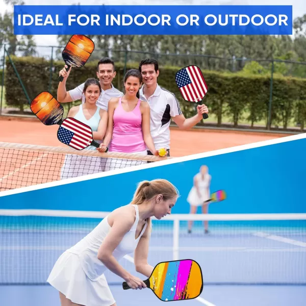 APEXUP Fiberglass Pickleball Paddles Premium Pickleball Paddles Set of 2 Pickle Ball Set with Ergonomic Cushion Grip 2 Pickleball Rackets 4 Pickleball 1 Portable BagSetting Sun