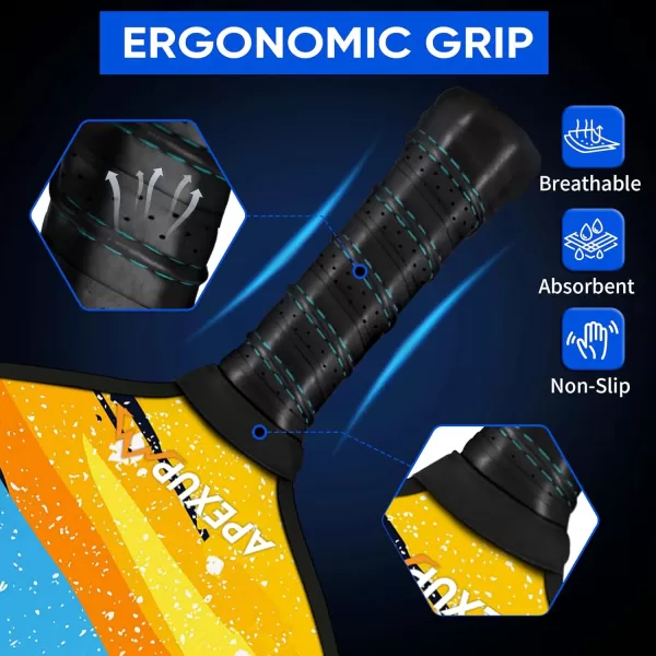 APEXUP Fiberglass Pickleball Paddles Premium Pickleball Paddles Set of 2 Pickle Ball Set with Ergonomic Cushion Grip 2 Pickleball Rackets 4 Pickleball 1 Portable BagGraffiti