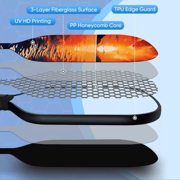 APEXUP Fiberglass Pickleball Paddles Premium Pickleball Paddles Set of 2 Pickle Ball Set with Ergonomic Cushion Grip 2 Pickleball Rackets 4 Pickleball 1 Portable BagSetting Sun