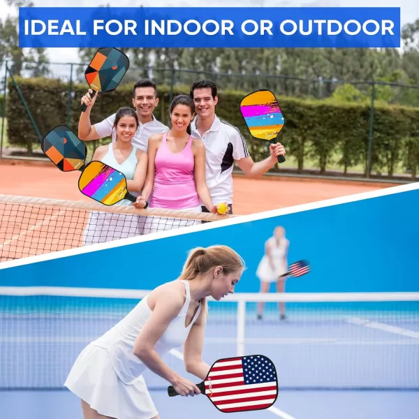 APEXUP Fiberglass Pickleball Paddles Premium Pickleball Paddles Set of 2 Pickle Ball Set with Ergonomic Cushion Grip 2 Pickleball Rackets 4 Pickleball 1 Portable BagIcecube